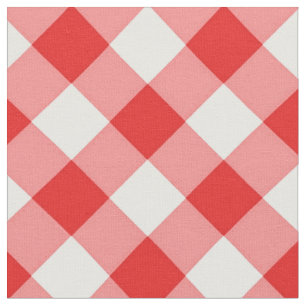 Diagonal White/Red Gingham Pattern Fabric