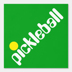 Diagonal White Yellow PICKLEBALL On Bright Green Wallpaper
