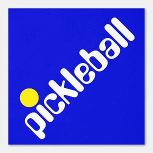 Diagonal White Yellow PICKLEBALL On Royal Purple Wallpaper