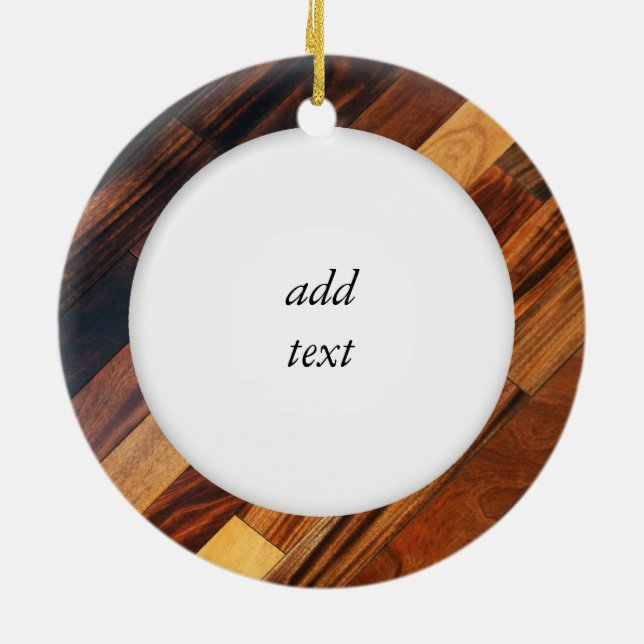 Diagonal Wood Flooring Image Ceramic Ornament (Back)