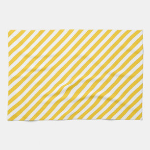 Diagonal yellow and white stripes pattern kitchen towel