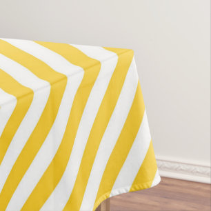 Diagonal yellow and white stripes pattern  tablecloth