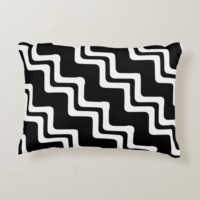 Diagonal Zig Zag Dual Coloured Line Pattern Accent Pillow (Back)