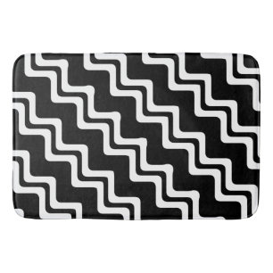 Diagonal Zig Zag Dual Coloured Line Pattern Bath Mat