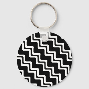 Diagonal Zig Zag Dual Coloured Line Pattern Keychain