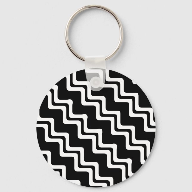 Diagonal Zig Zag Dual Coloured Line Pattern Keychain (Front)