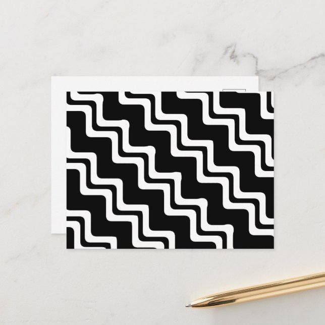 Diagonal Zig Zag Dual Coloured Line Pattern Postcard (Front/Back In Situ)