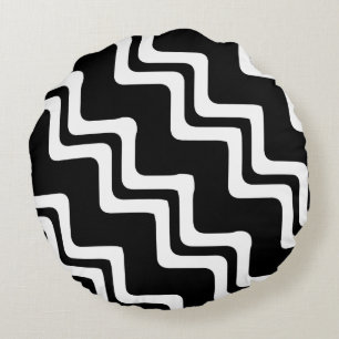 Diagonal Zig Zag Dual Coloured Line Pattern Round Pillow