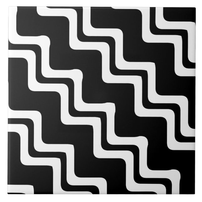 Diagonal Zig Zag Dual Coloured Line Pattern Tile (Front)