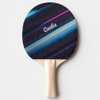 Diagonale Streifen und Punkte Muster schwarz, blau Ping Pong Paddle
