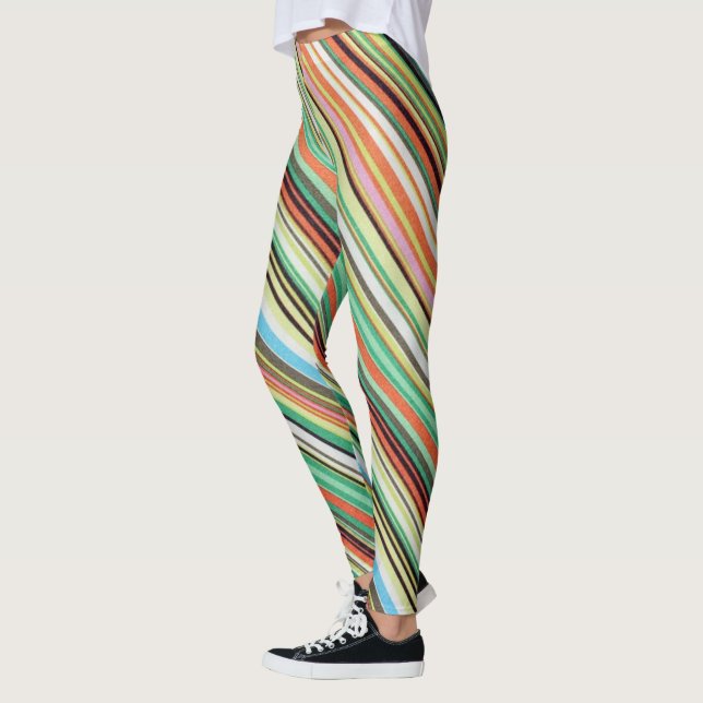 Diagonally Striped Multi-Coloured Leggings (Left)