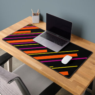 Diagonals - Black, Pink, Orange and Yellow Desk Mat