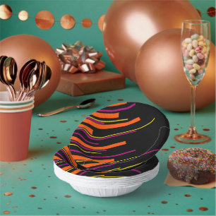 Diagonals - Black, Pink, Orange and Yellow Paper Plate