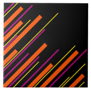 Diagonals - Black, Pink, Orange and Yellow  Tile