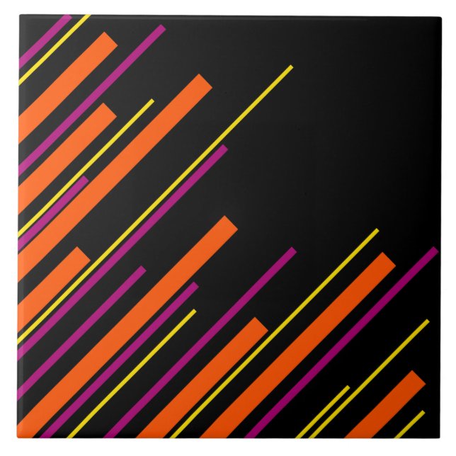 Diagonals - Black, Pink, Orange and Yellow  Tile (Front)