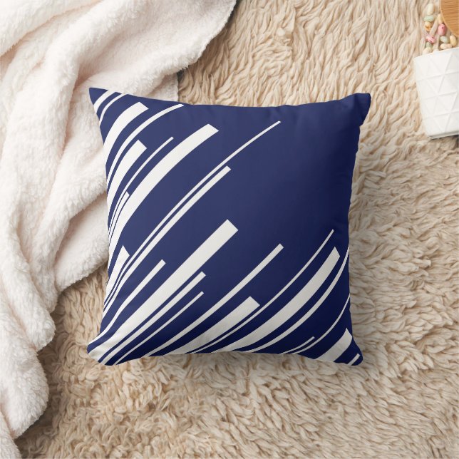 Diagonals - Blue and White Throw Pillow (Blanket)