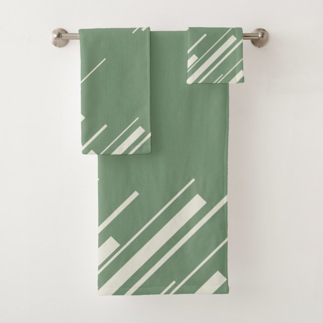 Diagonals - Green Bath Towel Set (Insitu)