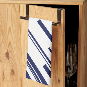 Diagonals in Blue and White Kitchen Towel