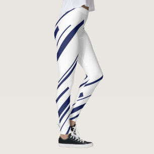 Diagonals in Blue and White Leggings