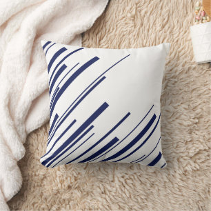 Diagonals in Blue and White Throw Pillow