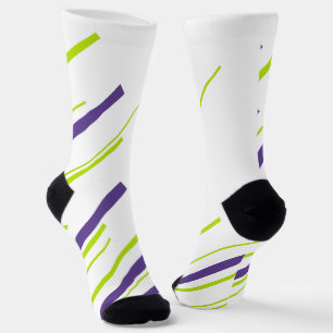 Diagonals in Lime Green and Purple Socks
