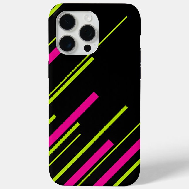 Diagonals in Lime Green, Hot Pink and Black Case-Mate iPhone Case (Back)