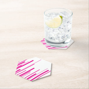 Diagonals in Magenta and White Paper Coaster