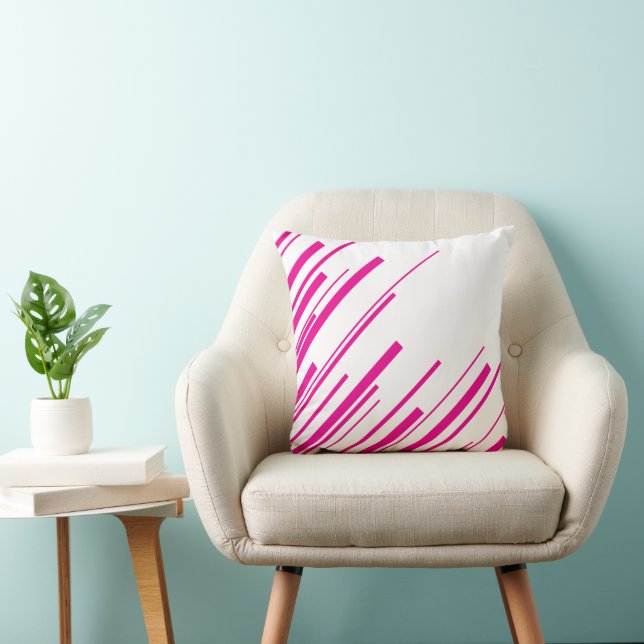 Diagonals in Magenta and White Throw Pillow (Chair)