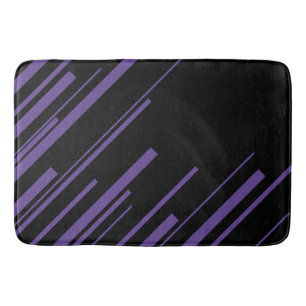 Diagonals in Purple and Black Bath Mat