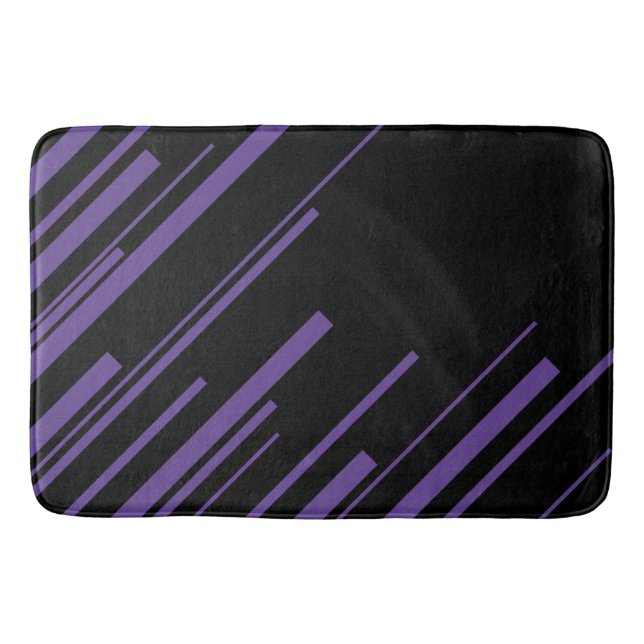 Diagonals in Purple and Black Bath Mat (Front)