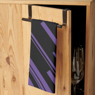 Diagonals in Purple and Black Kitchen Towel