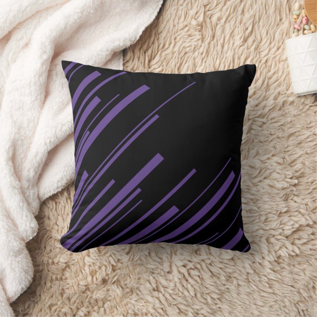 Diagonals in Purple and Black Throw Pillow (Blanket)