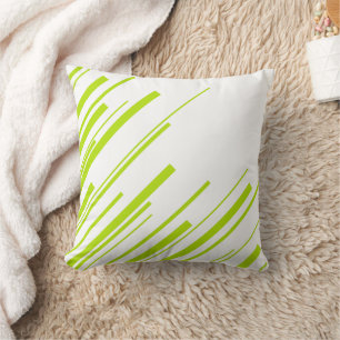 Diagonals - Lime Green and White Throw Pillow