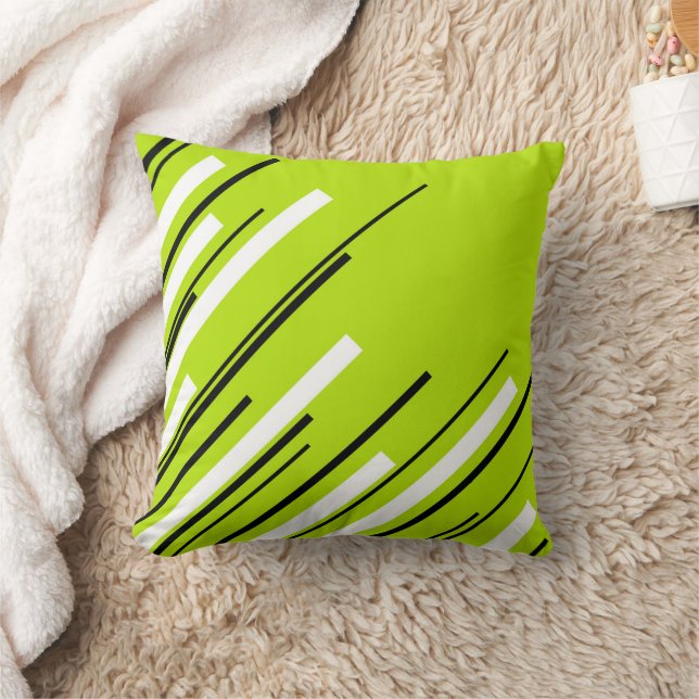 Diagonals - Lime Green Throw Pillow (Blanket)