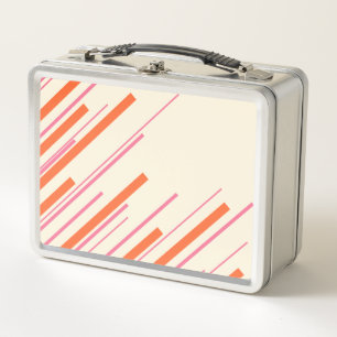 Diagonals - Pink, Orange and Cream Metal Lunch Box