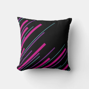 Diagonals - Pink, Purple, Blue and Black Throw Pillow