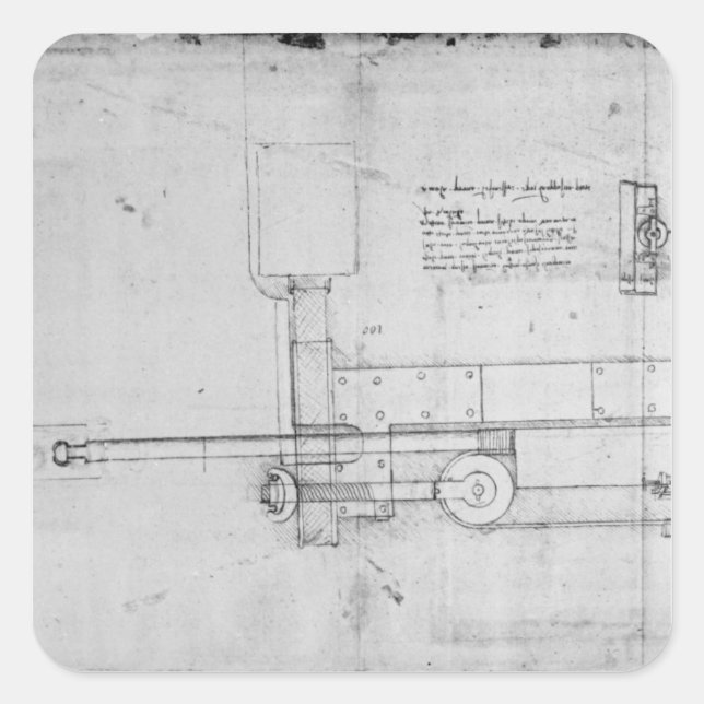Diagram of a Mechanical Bolt Square Sticker (Front)