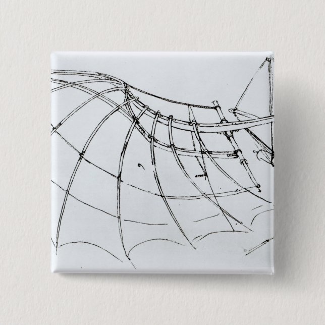 Diagram of a mechanical wing 2 inch square button (Front)