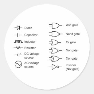 Diagram of Common Electrical Circuit Elements Classic Round Sticker