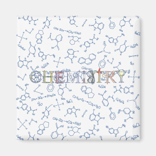 Diagramme de chimie motif et aimant de typographie (Devant)
