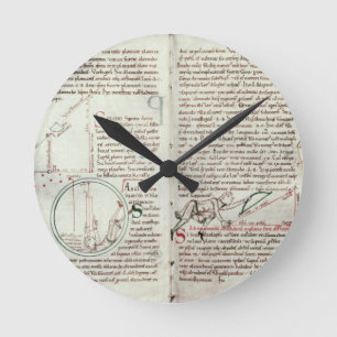 Diagrams of・and text (vellum) round clock