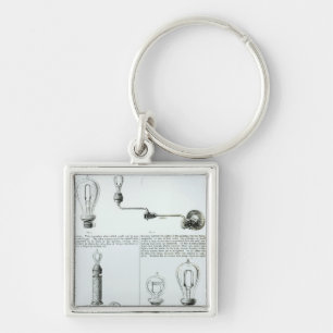 Diagrams of lightbulbs and their brackets keychain