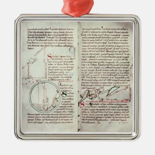 Diagrams of measurements and text (vellum) metal ornament (Front)
