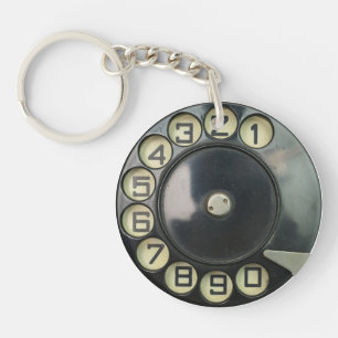 dial disc vintage retro phone number disc rotary keychain