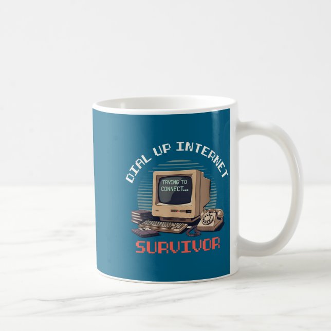 Dial Up Internet Survivor Funny Retro Computer Lov Coffee Mug (Right)