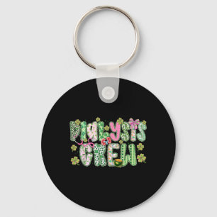 Dialysis Crew Lace Coquette Bow St Patricks Day Keychain