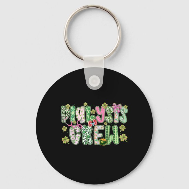 Dialysis Crew Lace Coquette Bow St Patricks Day Keychain (Front)