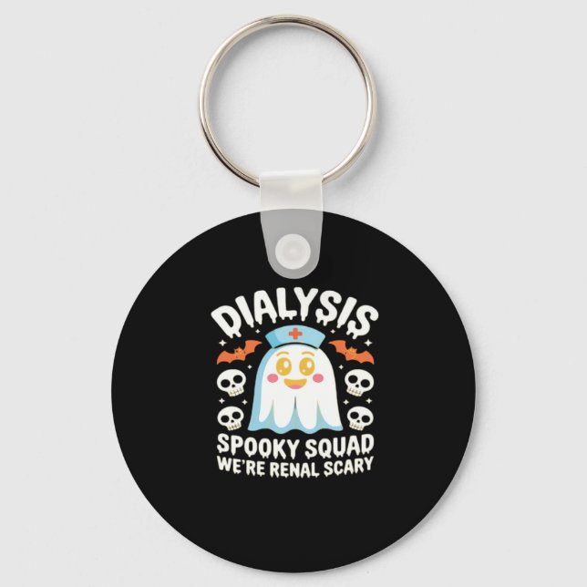 Dialysis Nephrology Nurse Cute Halloween Spooky Es Keychain (Front)