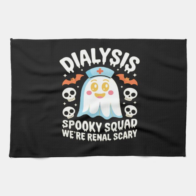 Dialysis Nephrology Nurse Cute Halloween Spooky Es Kitchen Towel (Horizontal)