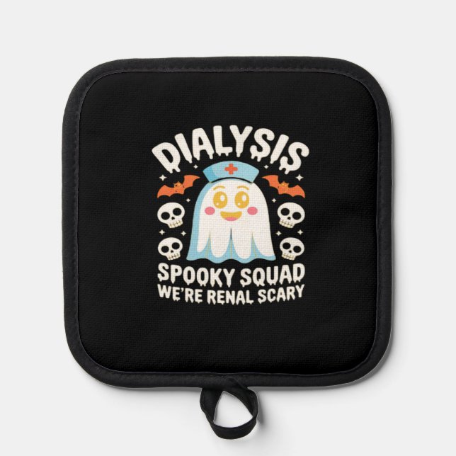 Dialysis Nephrology Nurse Cute Halloween Spooky Es Pot Holder (Front)